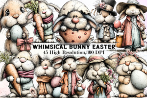 Whimsical Bunny Easter Clipart Bundl, an Illustration by Sublimation Artist