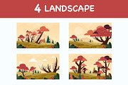 autumn jungle landscape vector set, a Seasonal Illustration by foxndeer (Thumbnail 1 of 4)