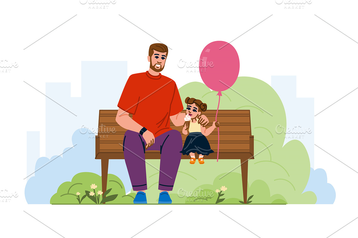 Father and daughter enjoying ice, a Person Illustration by pikepicture