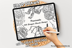 100 Dragon Procreate Stamps