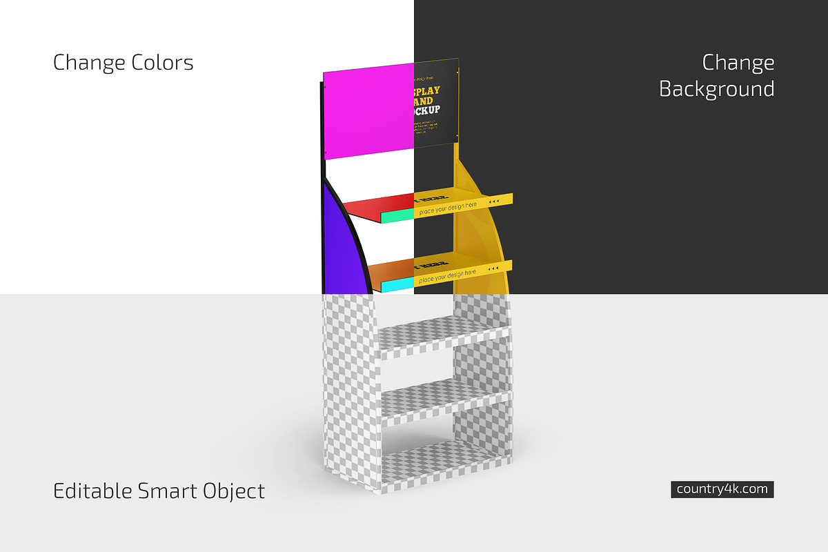 Metallic Display Stand Mockup Set, an Advertising Mockup by Country4k (Photo 2 of 4)