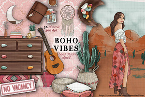 Bohemian Vibes Clipart Kit