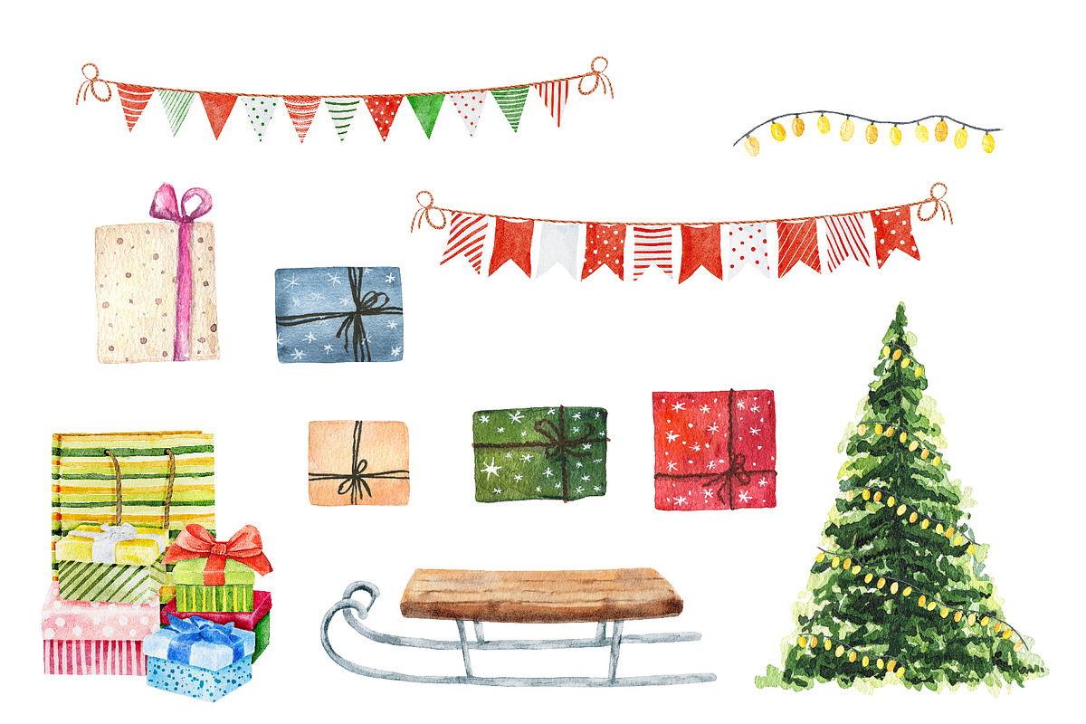 Watercolor Christmas illustrations, a Decorative Illustration by Nataliia Pyzhova (Photo 3 of 10)