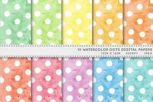 Watercolor Dots Spots Digital Paper