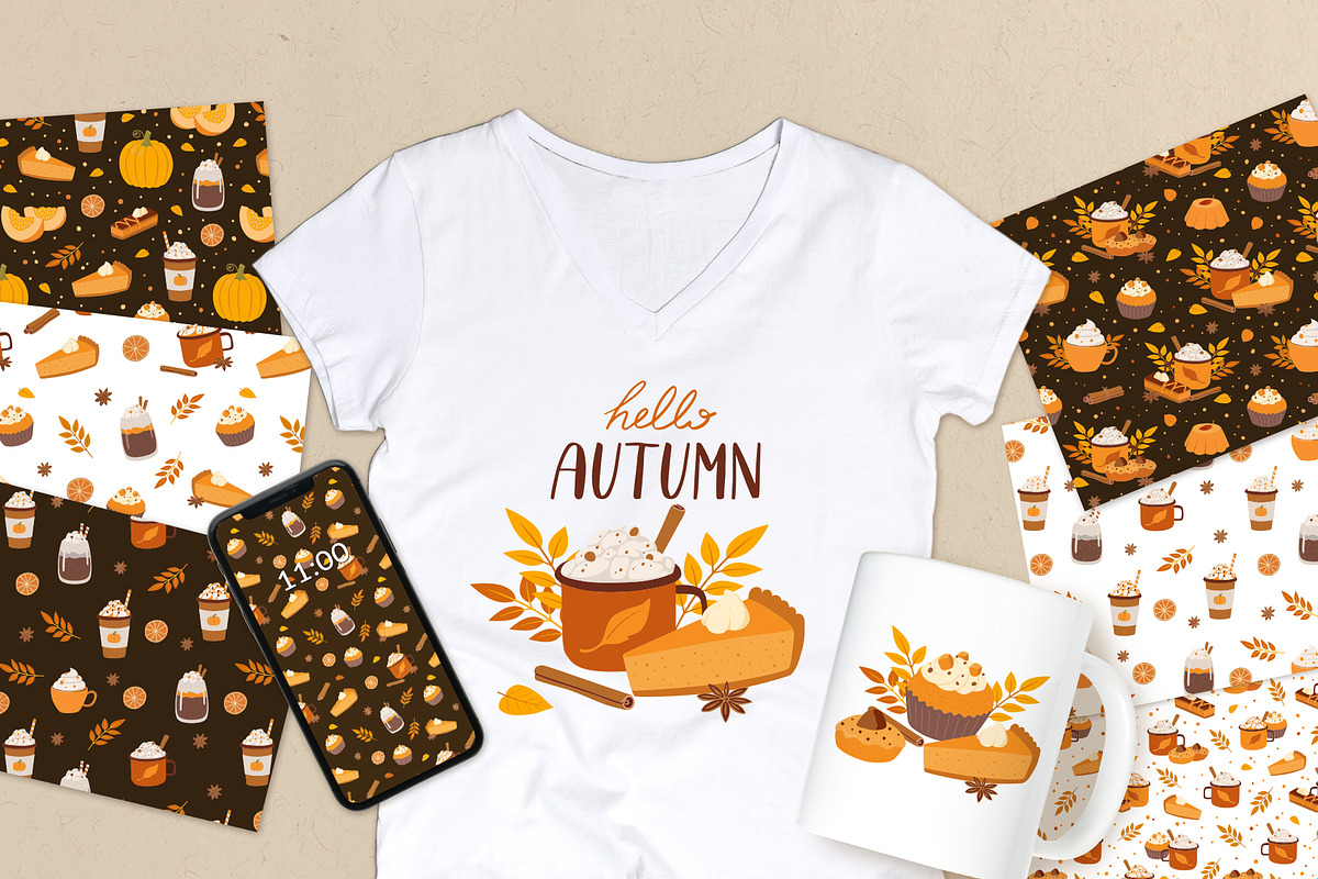 Pumpkin Spice Autumn Clipart, a Seasonal Illustration by Nadezhda Mikhailova (Photo 5 of 10)