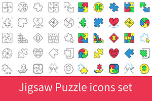 Jigsaw Puzzle icons set, an Icon by VenomousVector