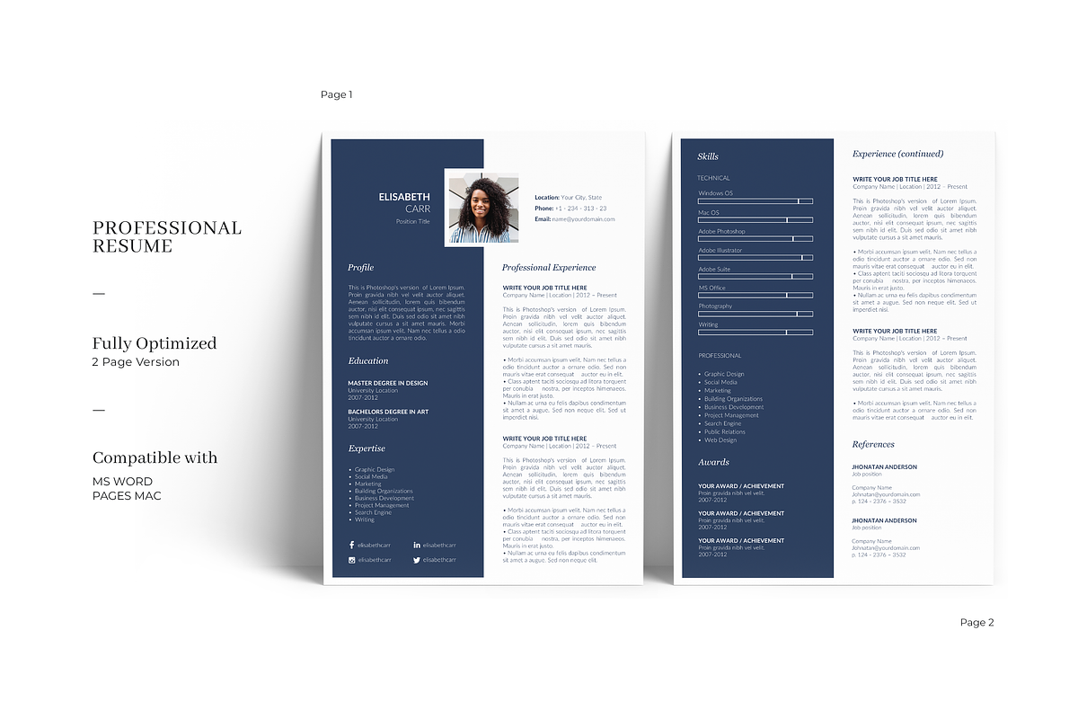 Resume Template 5 Pages with Photo, a Resume Template by GraphicFlava (Photo 2 of 8)