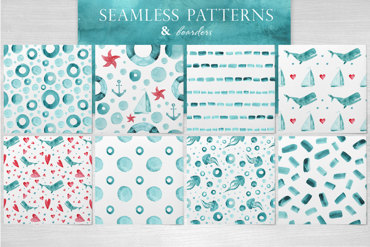 Marine Watercolor Collection, a Texture Illustration by WinWinFolly (Photo 4 of 7)