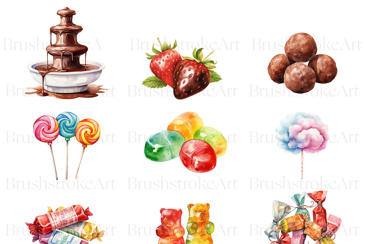 Watercolor Candy Clipart, Sweets, a Food Illustration by BrushstrokeArtGB (Photo 2 of 9)