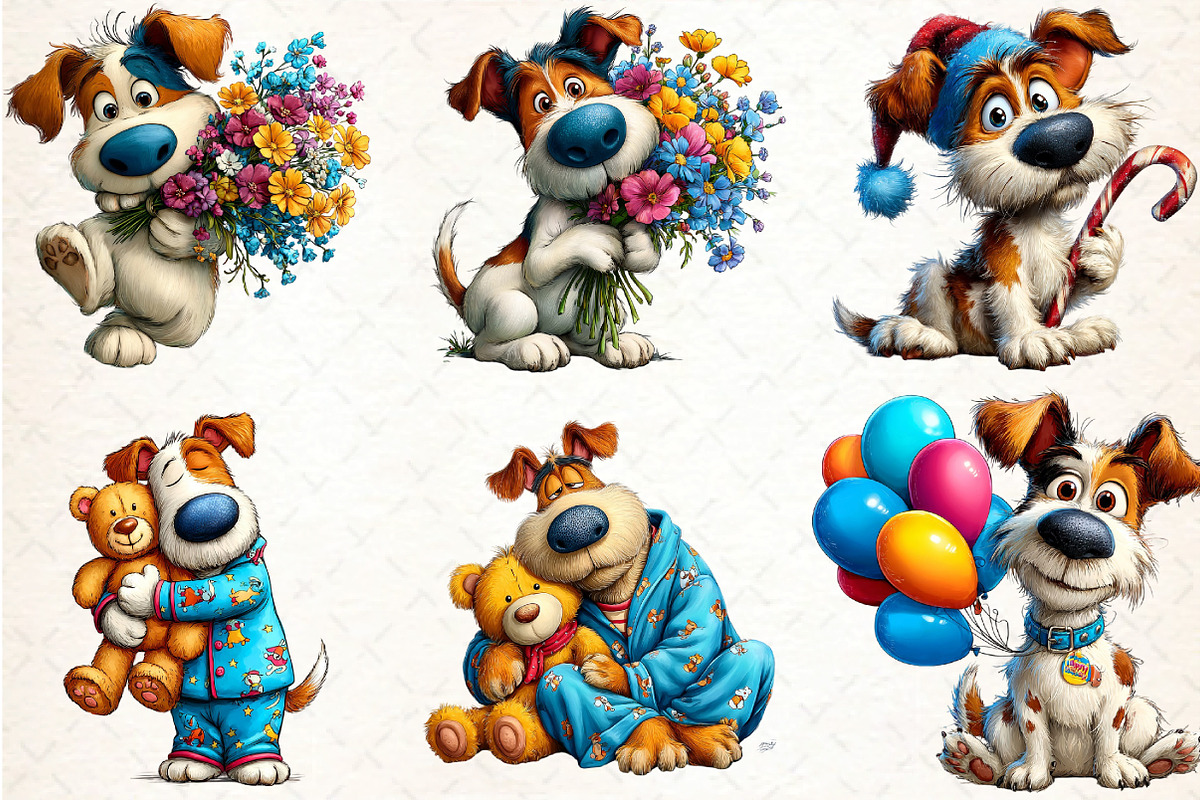 Funny Dog Clipart Bundle, an Illustration by DreamCafeArt (Photo 2 of 8)