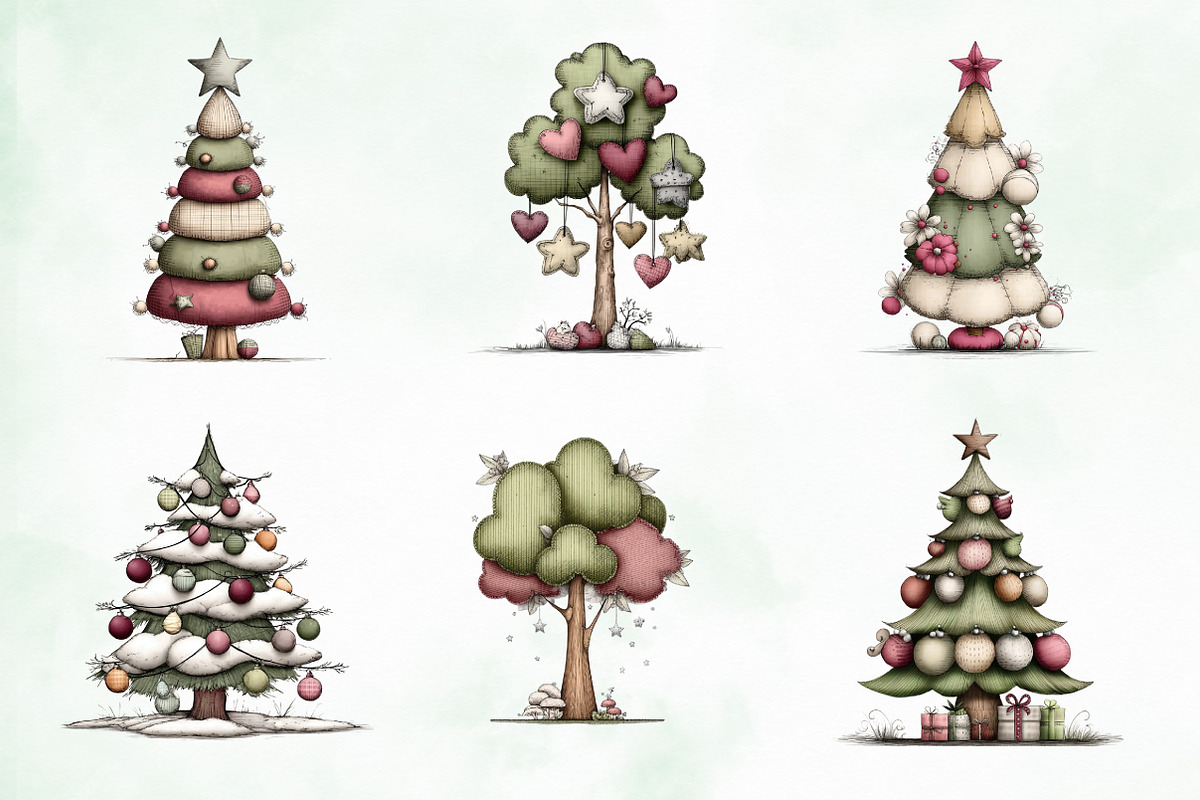Whimsical Christmas Tree Clipart, an Illustration by Creative Art (Photo 9 of 11)