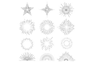 Retro Sunburst Signs Thin Line Icon, an Outline Icon by Bigmouse_art