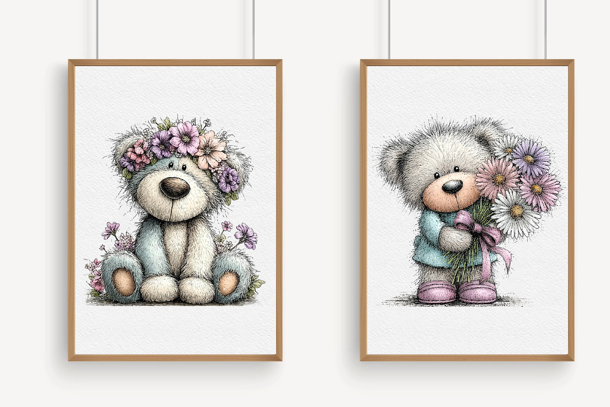 Spring Teddy Bear Clipart, an Illustration by Libby Wishes (Photo 3 of 5)