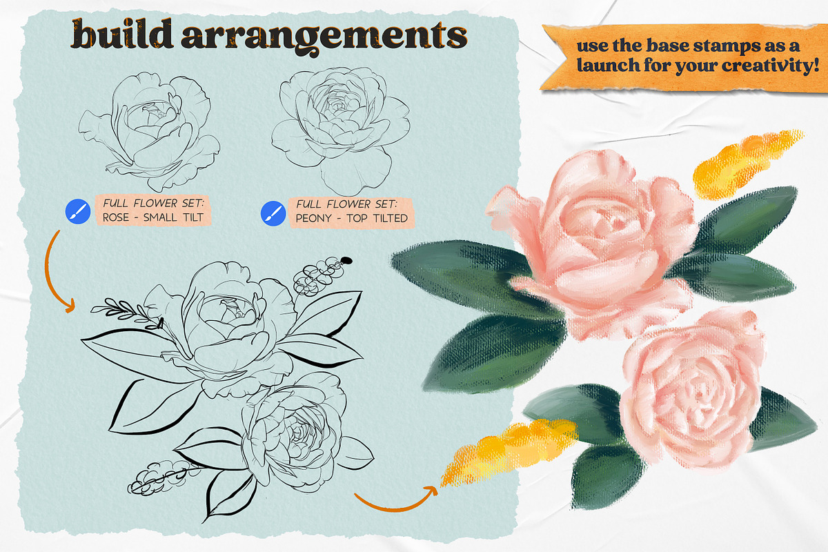 Flower Builder Kit for Photoshop, a Brushes & More by Wooly Pronto (Photo 4 of 11)