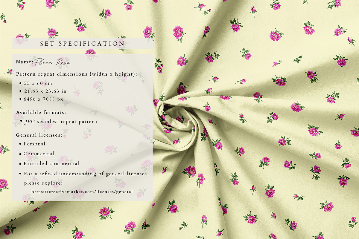 Flora Rose, Watercolor Floral Roses, a Pattern Graphic by Marchel Studio (Photo 3 of 3)