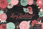 Mint & Coral Dahlia Clipart, an Illustration by Amanda Ilkov (Thumbnail 2 of 4)
