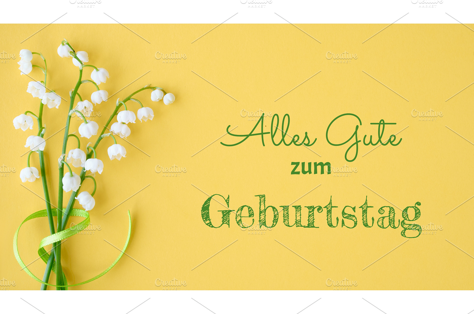 Lily of the valley flowers on yellow, a Photo by tilialucida