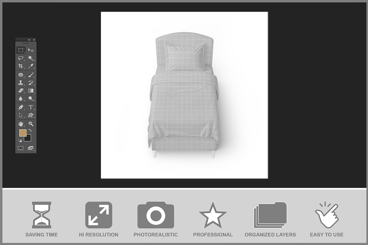 Single Bed Mockup, an Advertising Mockup by Bruno's Shop (Photo 2 of 3)