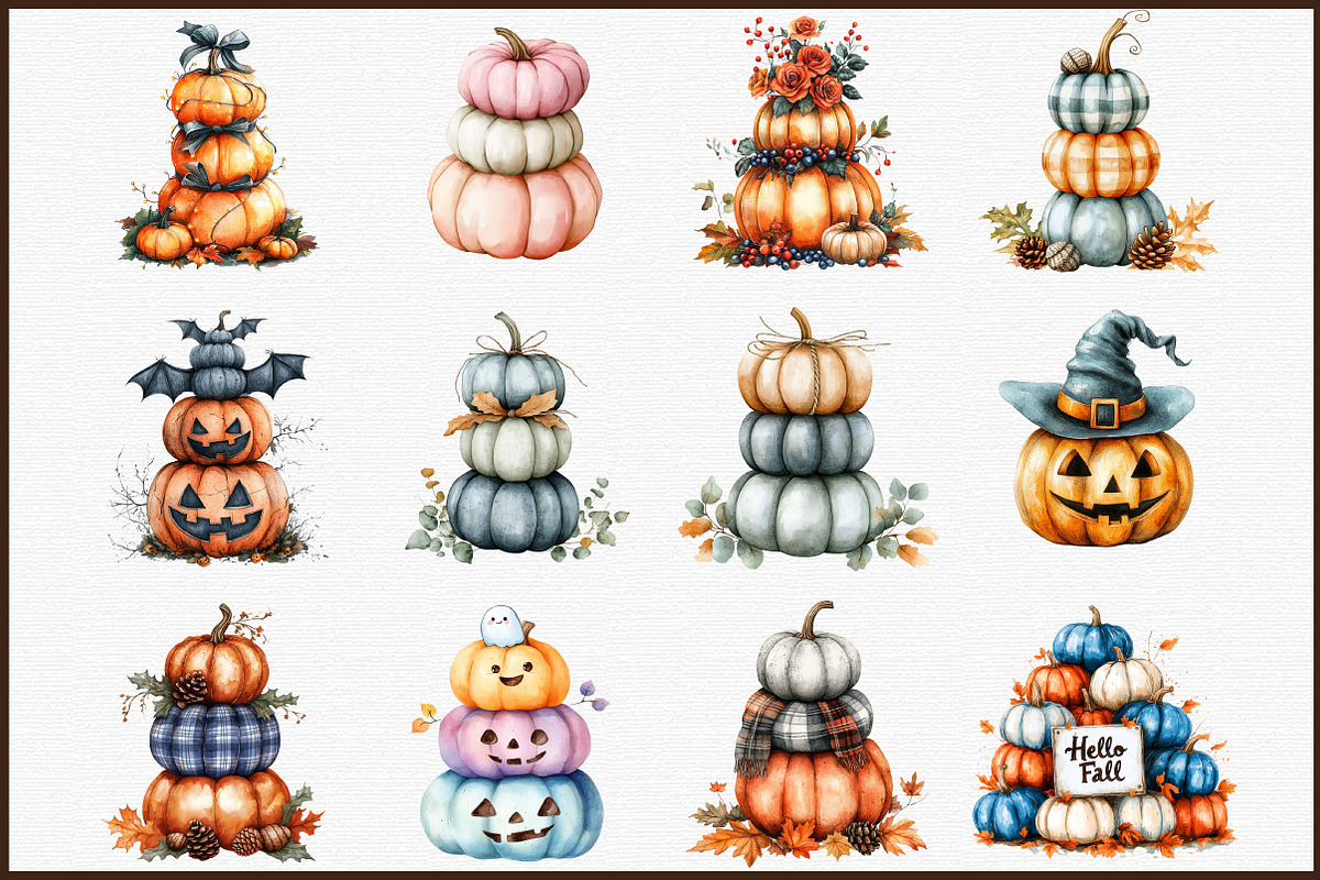 Fall Three Stacked Pumpkins Clipart, an Illustration by Sublimation Artist (Photo 3 of 6)