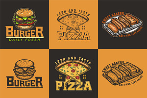 Set of food logo labels and badges, a Branding & Logo Template by Billah Hub