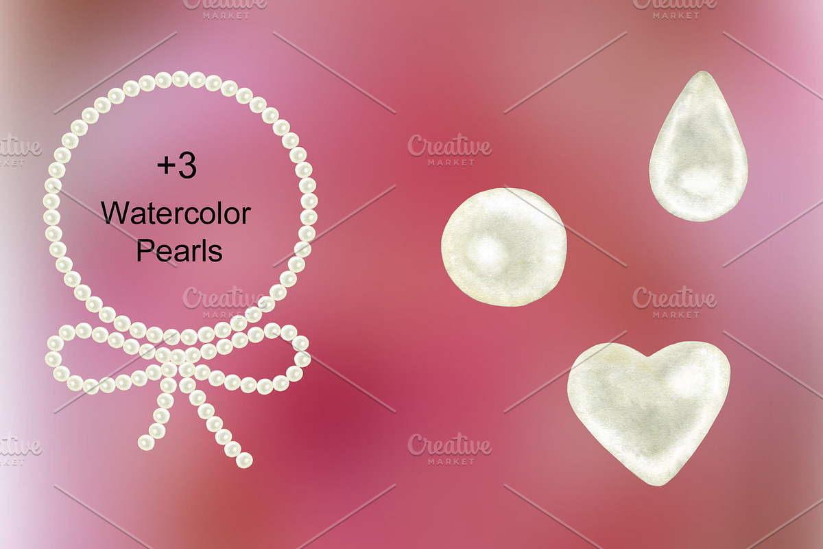 40 Watercolor pearl frames., a Decorative Illustration by TaPilipa (Photo 3 of 5)