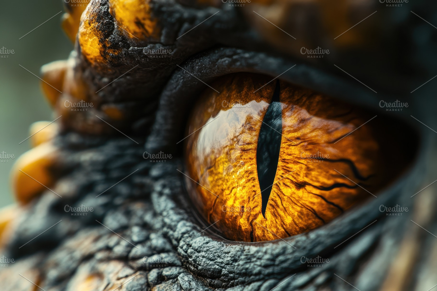 Close-up of a predator dinosaur eye, a Photo by Pavel_design