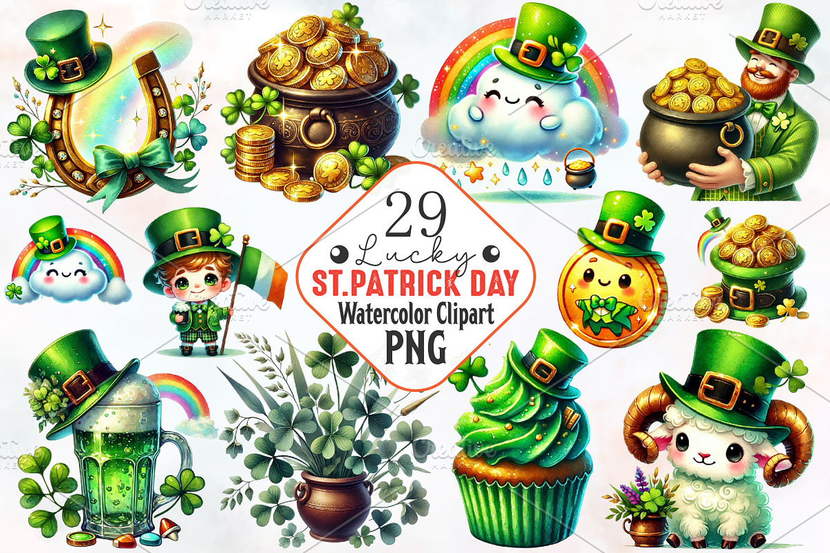 St Patrick's day sublimation clipart, an Illustration by RobertsArt (Photo 1 of 7)