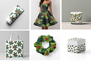 Mistletoe & Holly Christmas Seamless, an Illustration by Mashimara (Thumbnail 3 of 5)