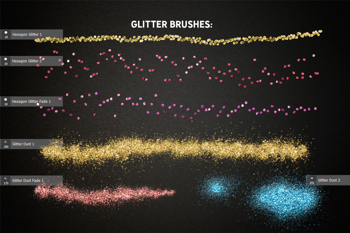 GLITTER PRO Styles, Actions, Brushes, a Layer Style Add-On by Graphic Spirit (Photo 5 of 12)