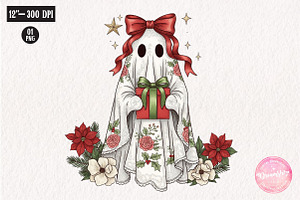 Christmas Ghost Present PNG Clipart, an Illustration by CreationArt