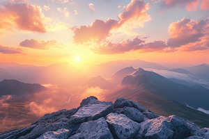 Stunning sunrise over rock mountains, a Photo by Iftikhar Alam
