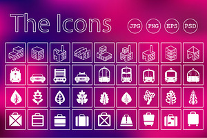 Set of different icons, an Outline Icon by AlexZeL