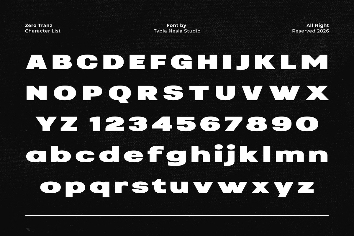 Zero Tranz - Bold Modern Expanded, a Sans Serif Font by Typia Nesia (Photo 2 of 12)