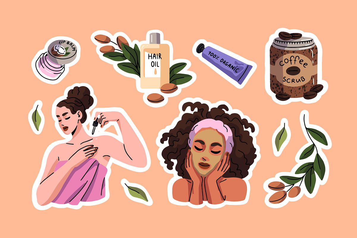 Women use beauty cosmetics set, a Person Illustration by PaperTrident (Photo 2 of 8)