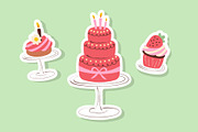 Hand painted bakery set stickers, a Food Illustration by okskukuruza (Thumbnail 1 of 3)