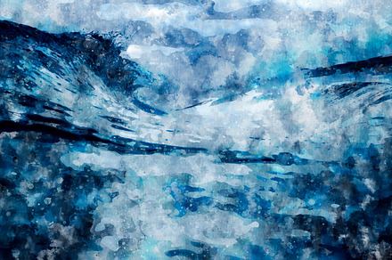 Abstract blue wave ocean watercolor, an Abstract Photo by Shootdiem