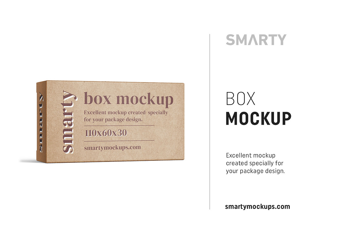 Box mockup 110x60x30, a Packaging Mockup by Smarty Mockups (Photo 1 of 5)