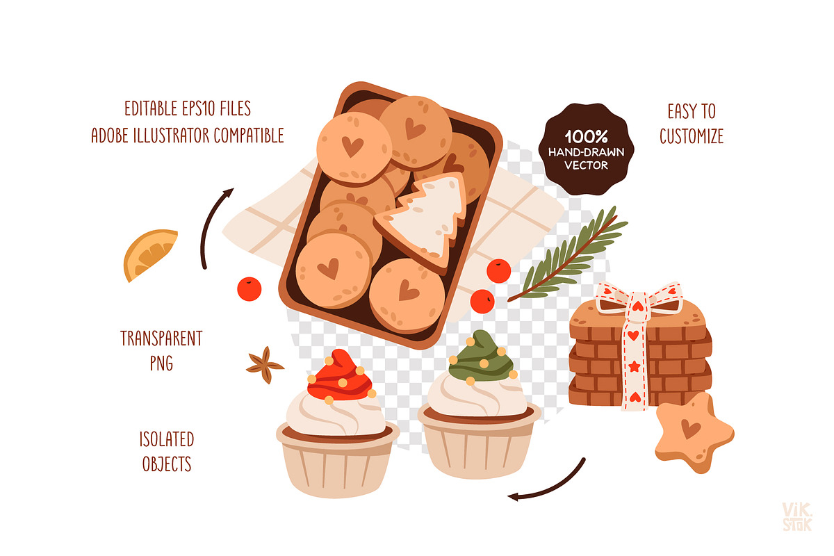 Christmas Baking Clipart, a Food Illustration by vik.stock (Photo 3 of 5)