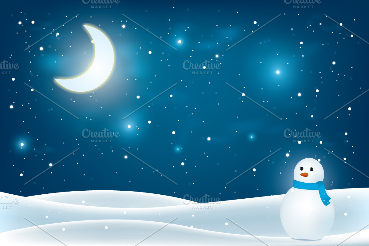 Christmas night landscape, an Illustration by Leone_v