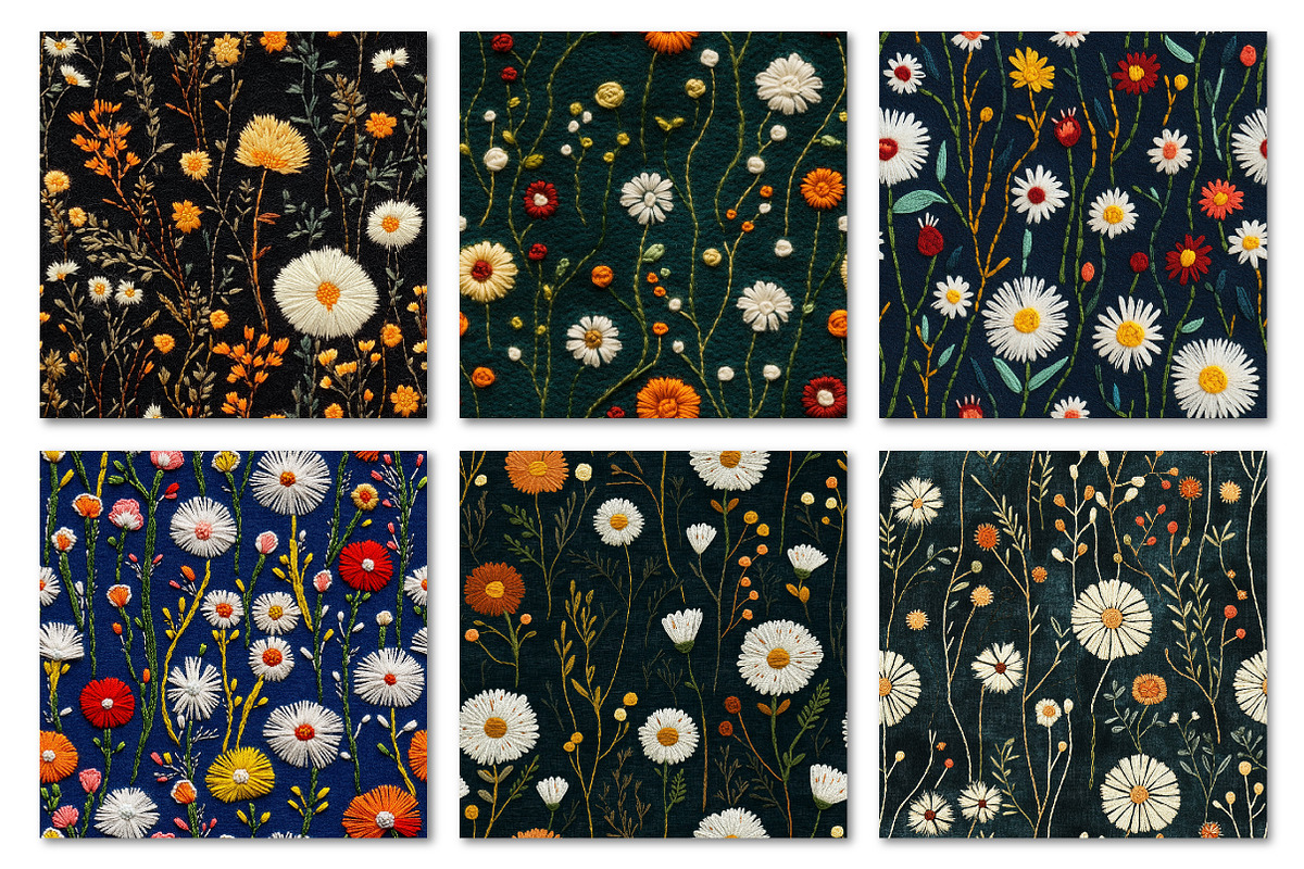 Felt Embroidered Dandelions Papers, a Texture Graphic by Dream Creation (Photo 2 of 7)