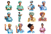 African Nurse Woman Clipart, a Graphic by CitraGraphics (Thumbnail 2 of 4)