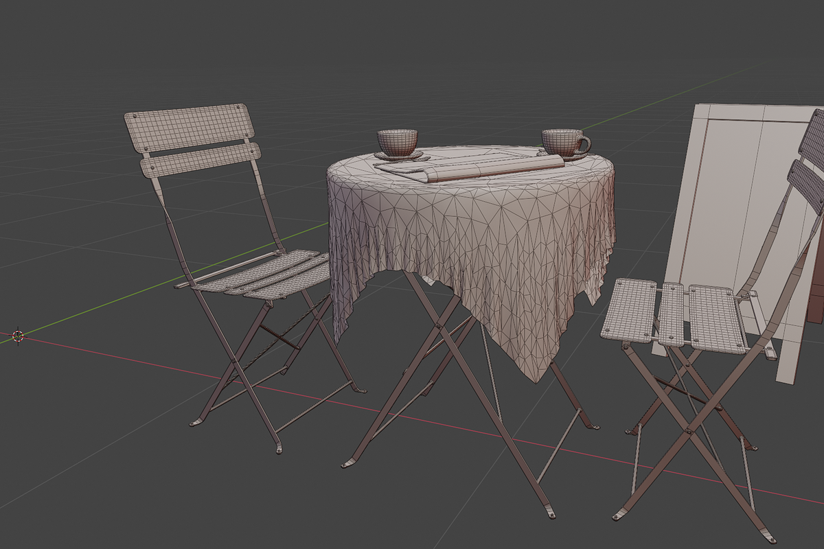 Street cafe objects, a Furniture 3D Model by happy brush (Photo 7 of 10)