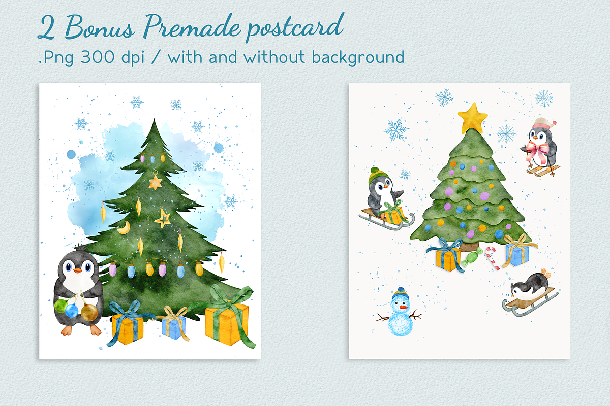Penguin Winterland watercolor set, a Seasonal Illustration by Aurella Art (Photo 15 of 17)