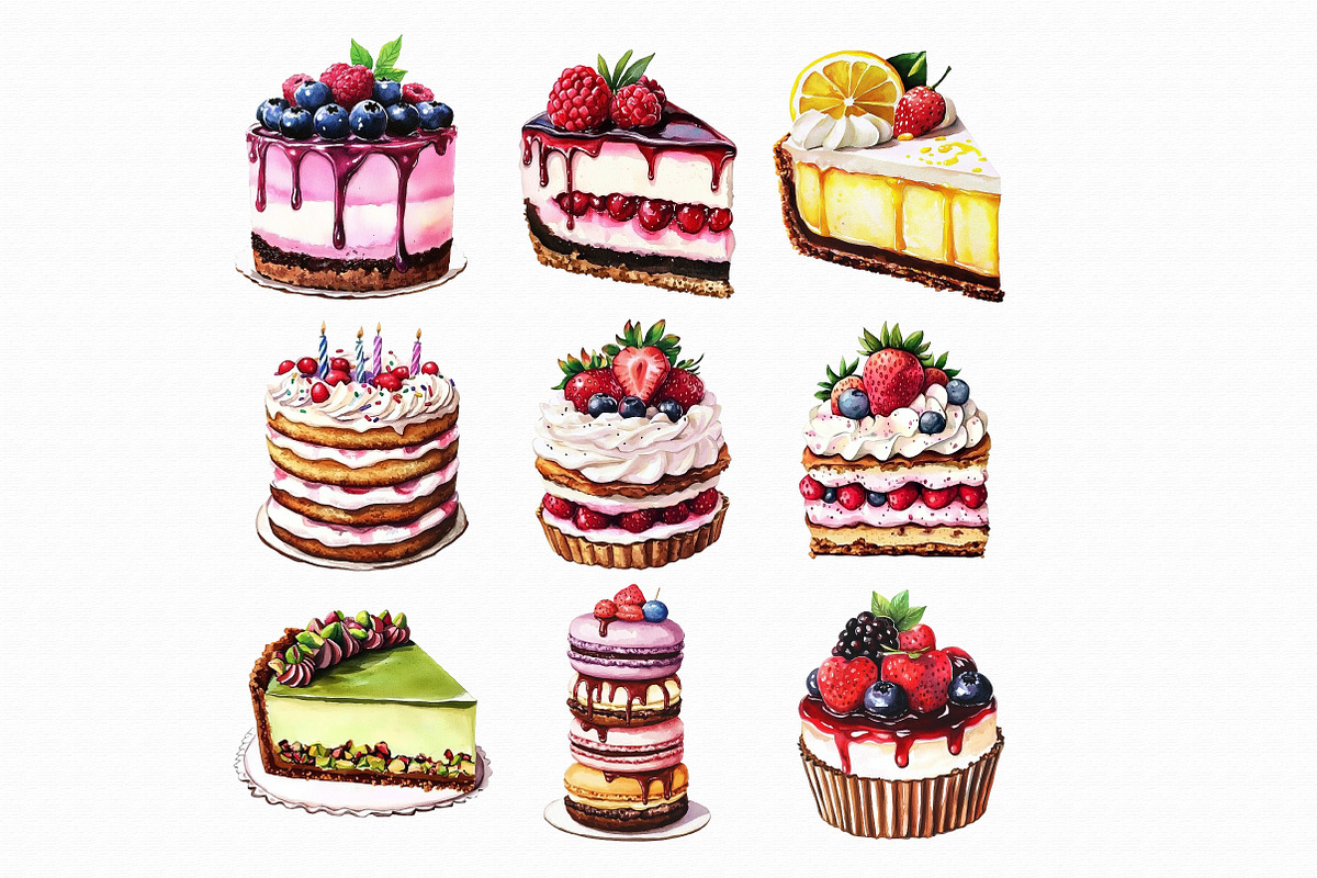 Watercolor Cake Clipart, an Illustration by Libby Wishes (Photo 3 of 5)