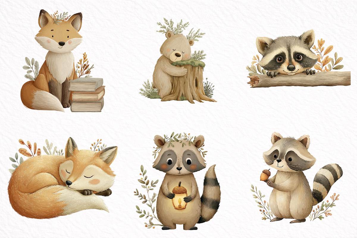 Cute Forest Animals Woodland Clipart, an Illustration by DreamArtGraphic (Photo 2 of 8)