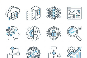 52 Smart Data Analytics Icons, an Outline Icon by adenpinkstore