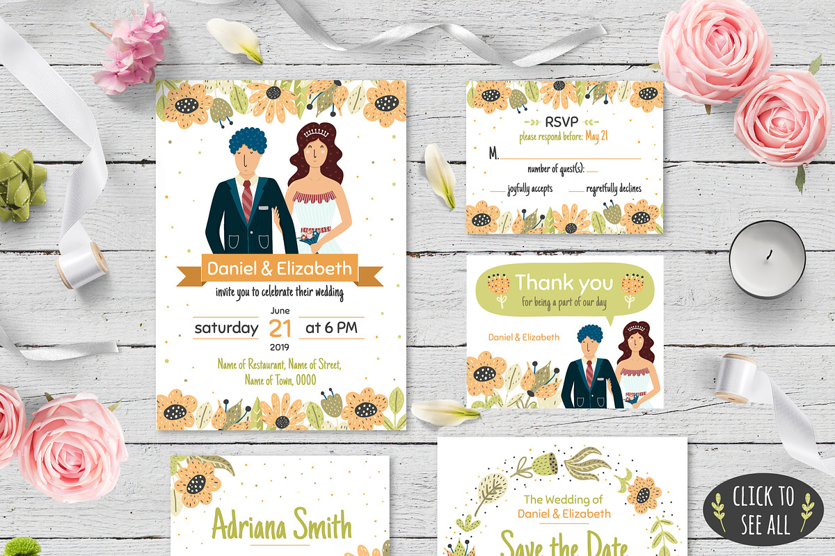Bride and Groom Invitation Pack, an Invitation Template by Gulnara Sabirova (Photo 2 of 9)