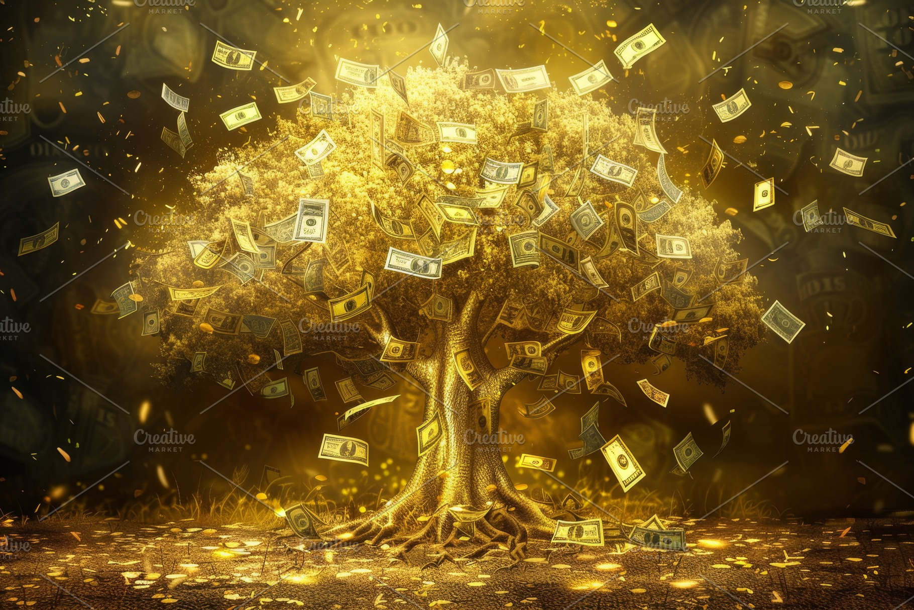 A tree with dollar bills for leaves,, a Photo by Iftikhar Alam