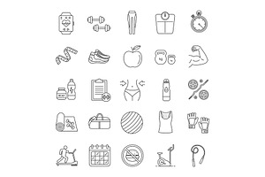 Fitness Linear Icons Set