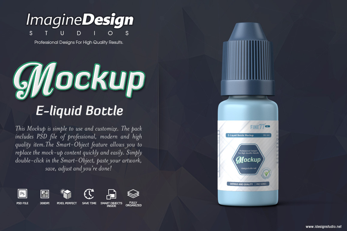 E-liquid Bottle Mockup, a Packaging Mockup by idesignstudio (Photo 2 of 6)